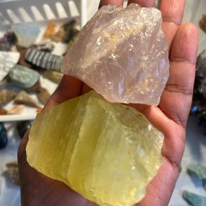 Natural Rose and Citrine Crystal Set